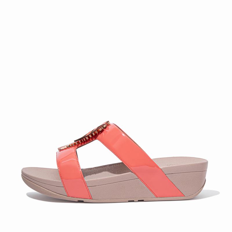 FitFlop Lottie Faux Leder Koralle Rosa - FitFlop Pantoletten Damen Sale [OVAI-38014]